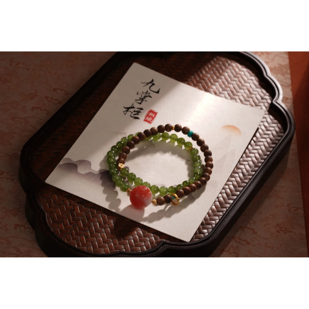 （盛开）天然碧玉双圈手串设计款—多样性发其一约6mm【JJ242】