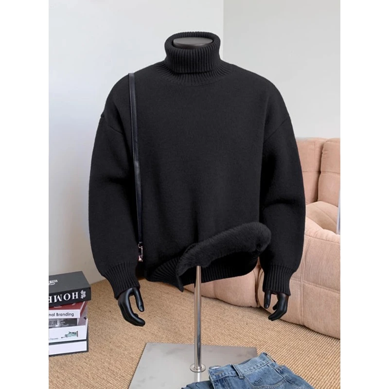 黑色高领毛衣男款秋冬高级感重磅内搭打底衫慵懒松弛感痞帅针织衫