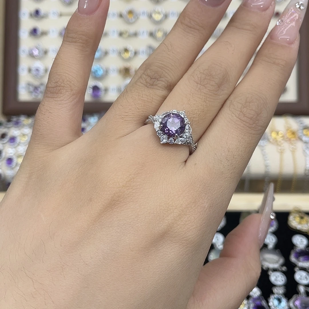 戒指银S925镶嵌紫晶