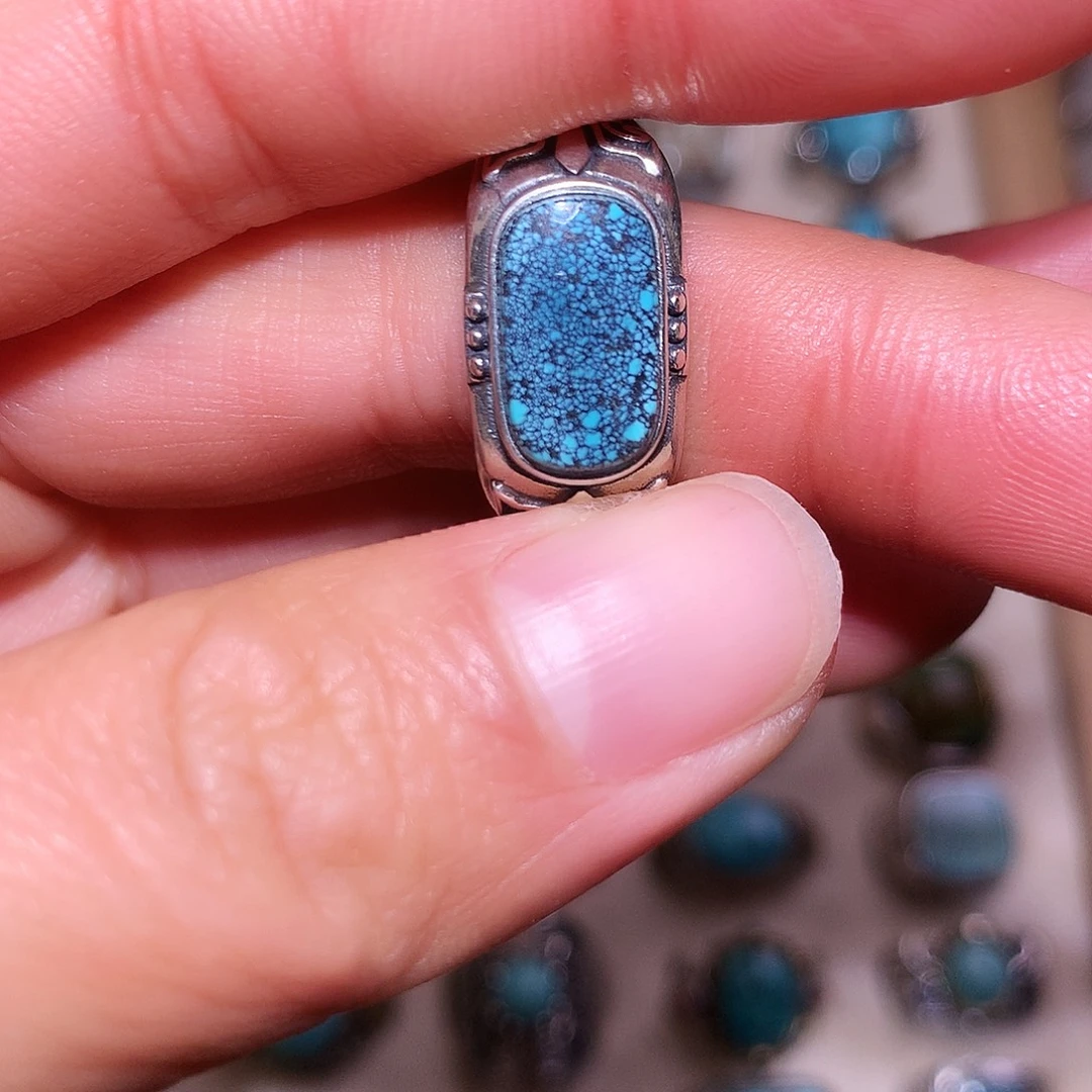 绿松石银S925镶嵌戒指