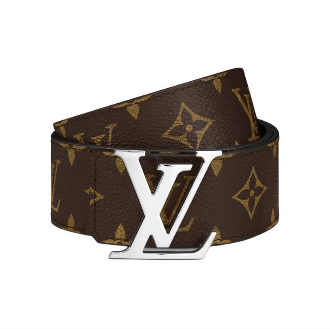 未使用 LouisVuitton/路易威登 银扣 老花牛皮腰带 棕黑 宽4cm