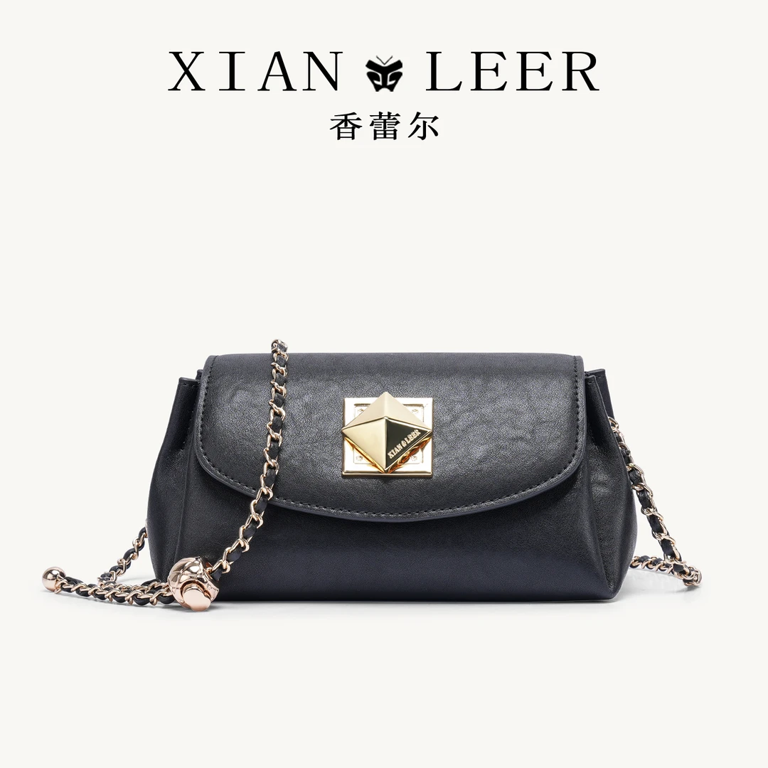 XIANLEER香蕾尔秋冬新款小众设计感真皮复古链条枕头包包单肩包*3