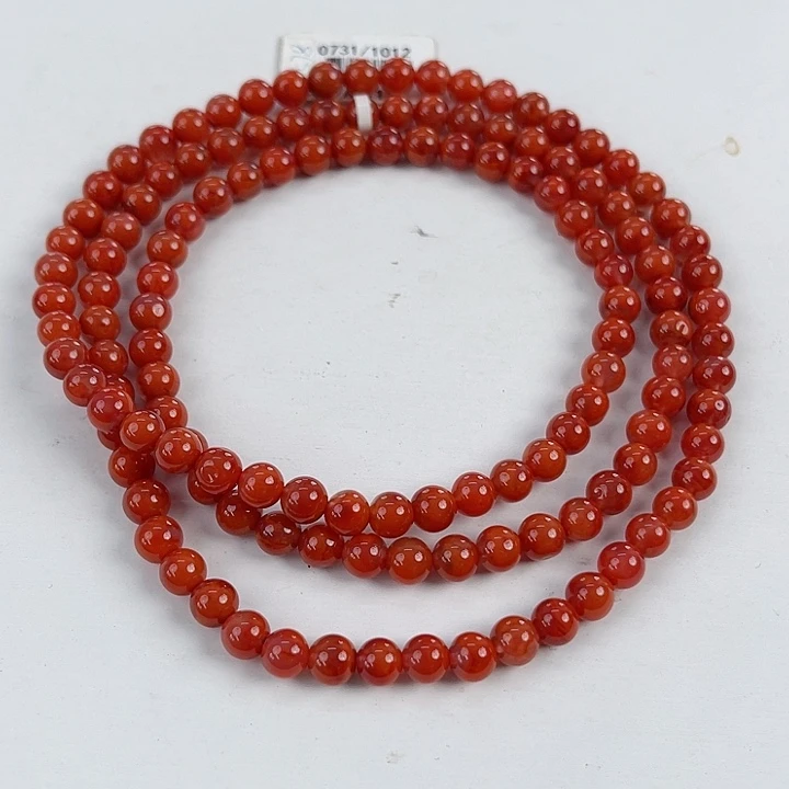 南红玛瑙未镶嵌瓦西牛血红双色圆珠多圈5mm