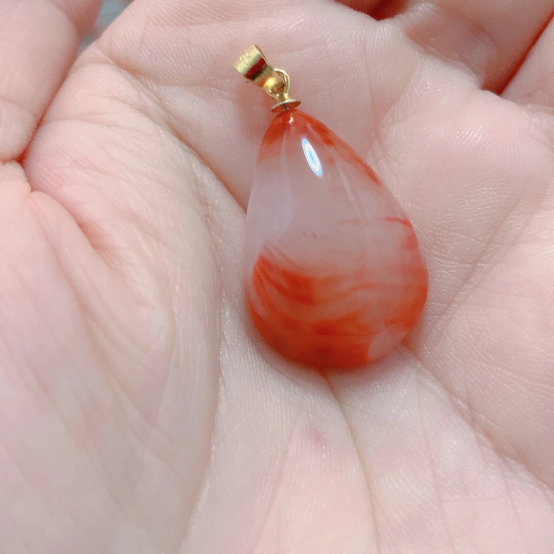 南红玛瑙银S925镶嵌吊坠(不含链)