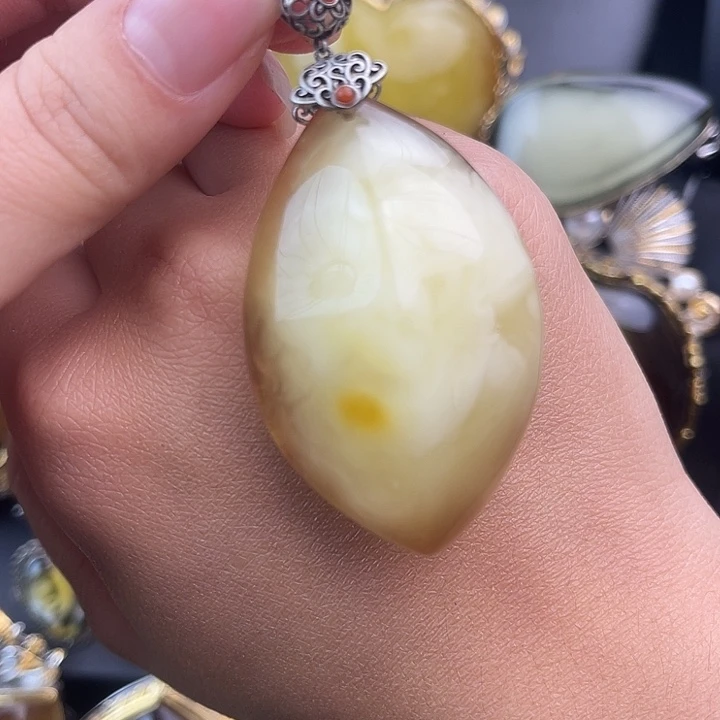 琥珀银S925镶嵌裸石