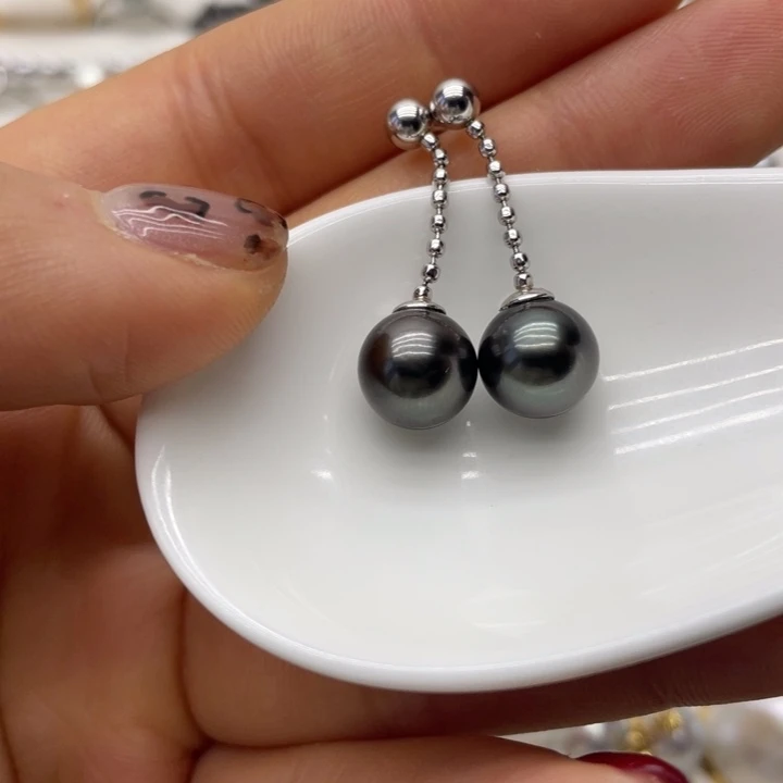 海水珍珠耳饰银S925镶嵌