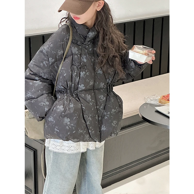 K27594孙小美花色收腰女童羽绒服2025新款冬装儿童外套加厚潮