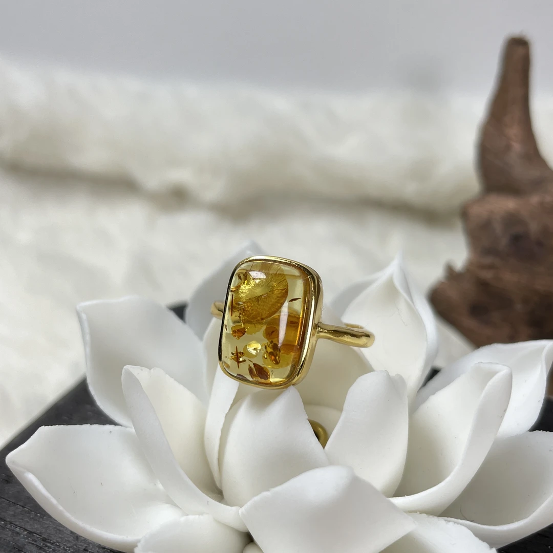 天然俄罗斯花珀戒指
