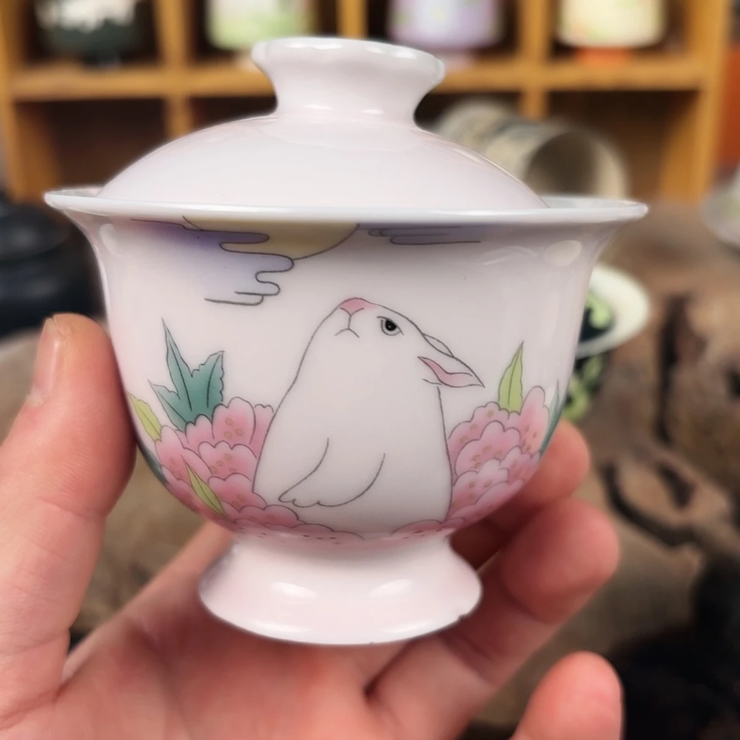 手绘全彩山楂红，粉引系列