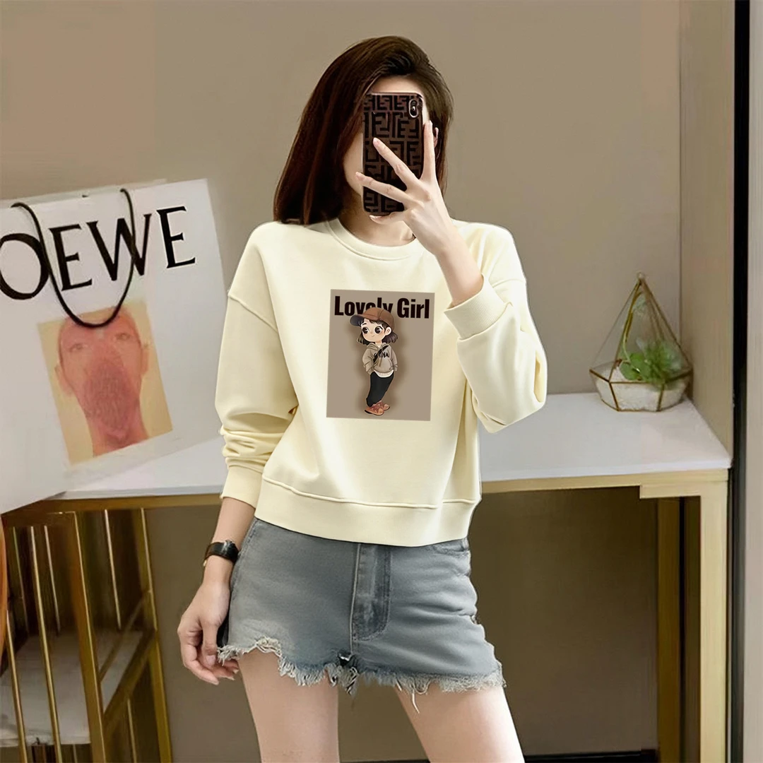 2025新款卫衣女美式复古圆领短款上衣小个子宽松加厚长袖百搭春秋