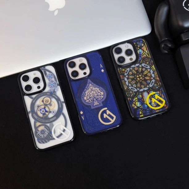 新品感磁吸适用iphone16promax齿轮黑桃A苹果14/15壳优质手机壳