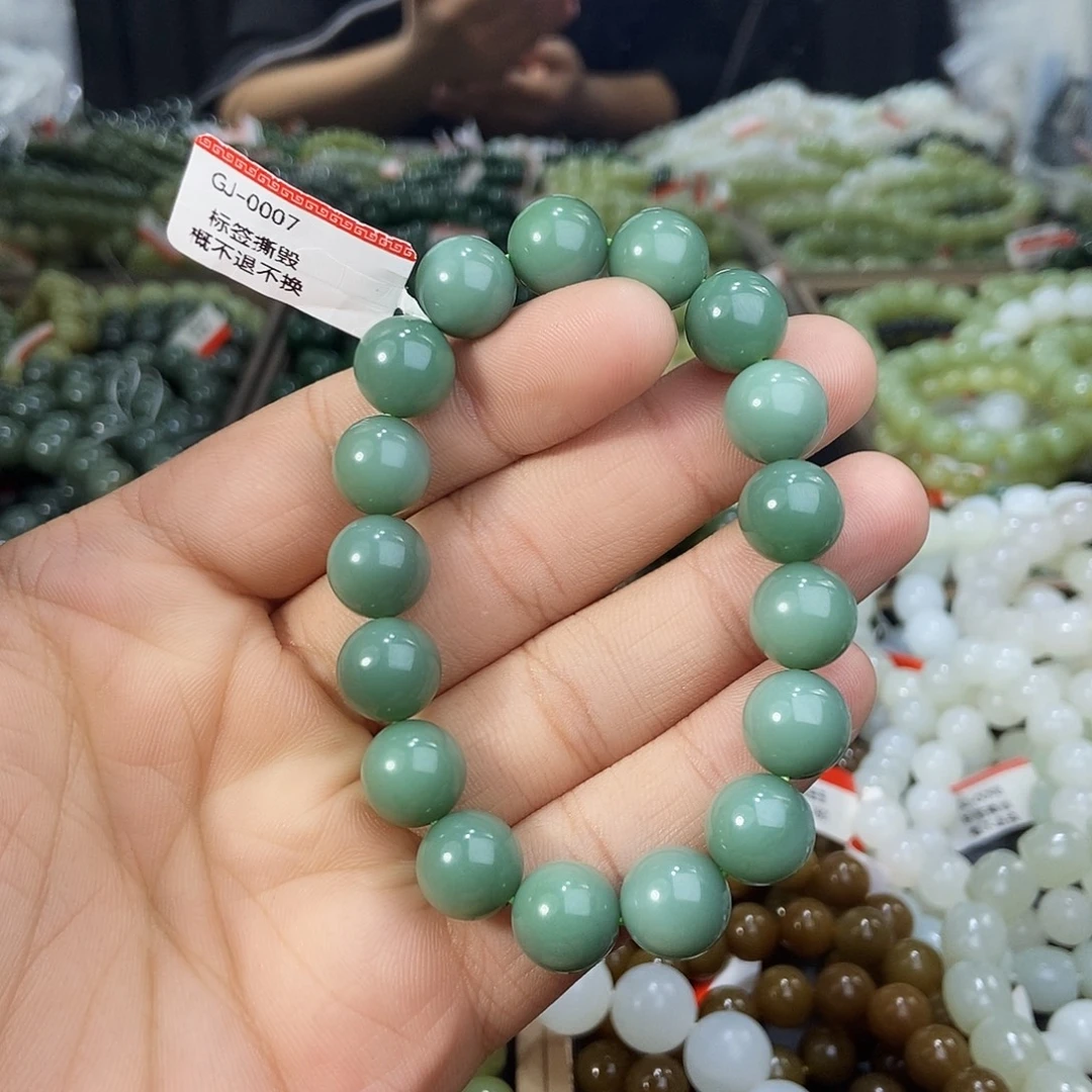 和田玉未镶嵌手串天然卡12碧玉鸭蛋青多样性拍一发一