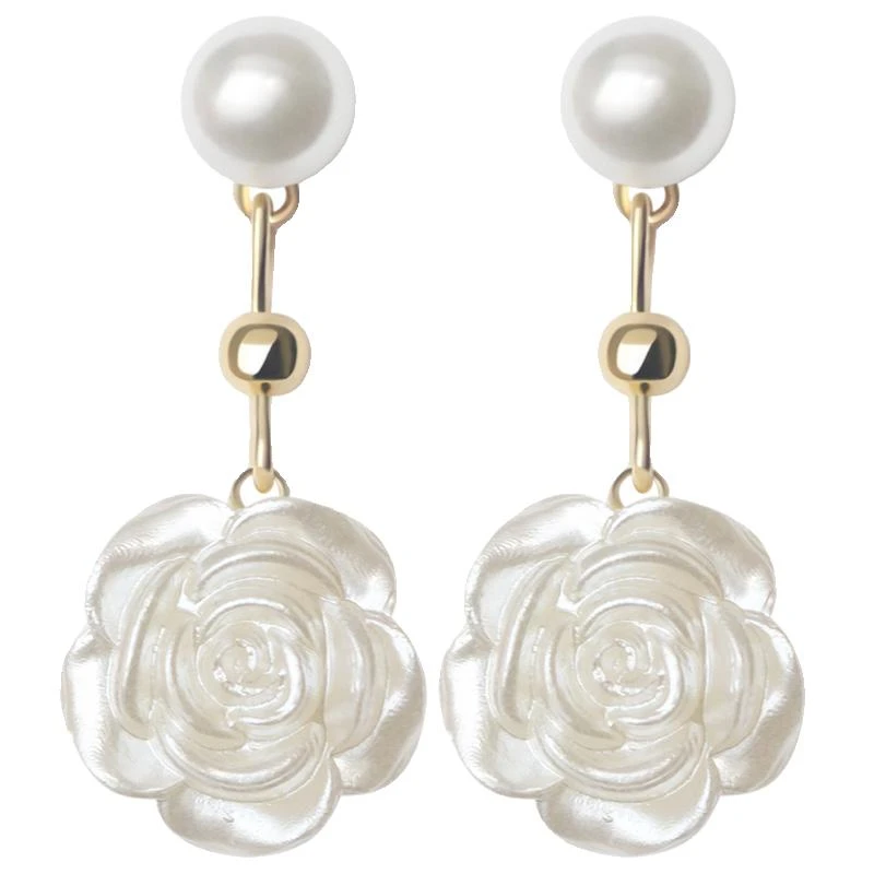 铁合金大理石耳饰 轻奢珍珠耳钉法式独特耳环耳饰女蝴蝶流苏耳坠