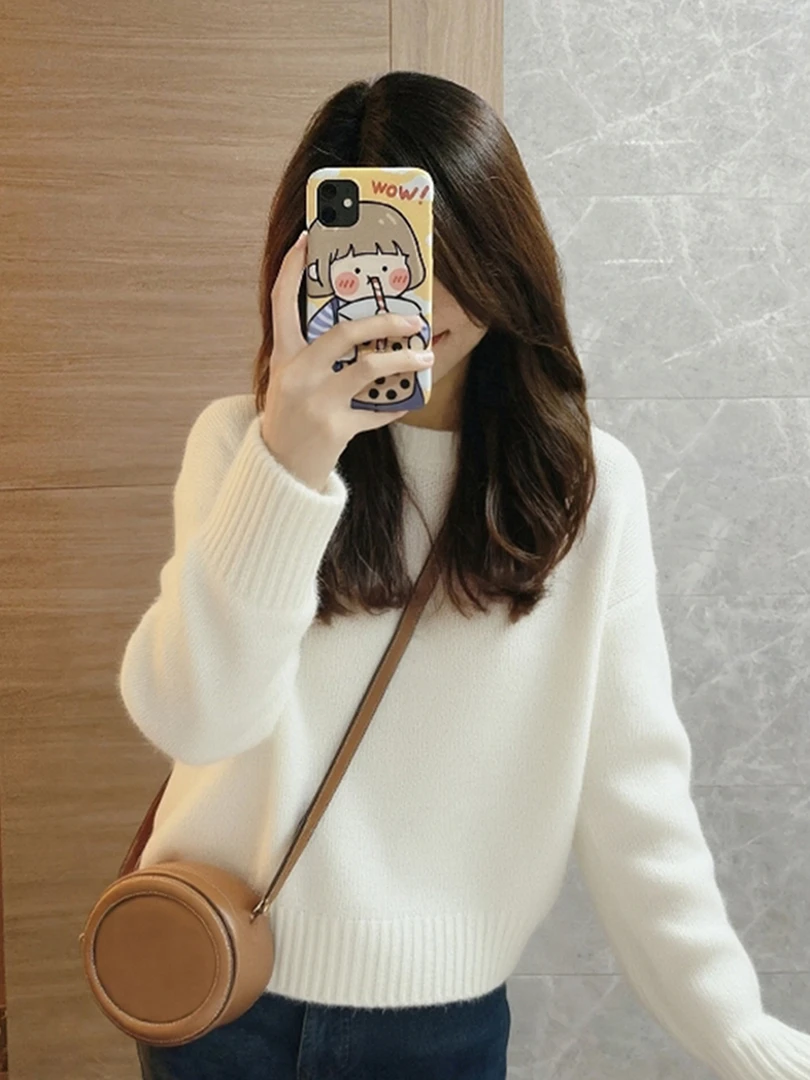 白色小香风针织衫毛衣女2025秋冬新款慵懒风高级感毛衣可外穿内搭