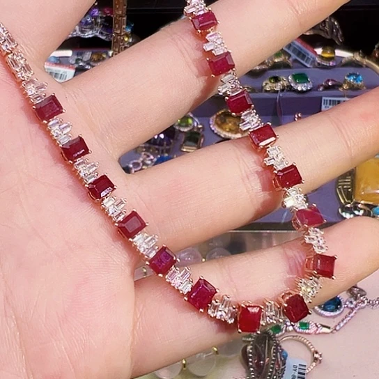 红宝石银S925镶嵌红宝石