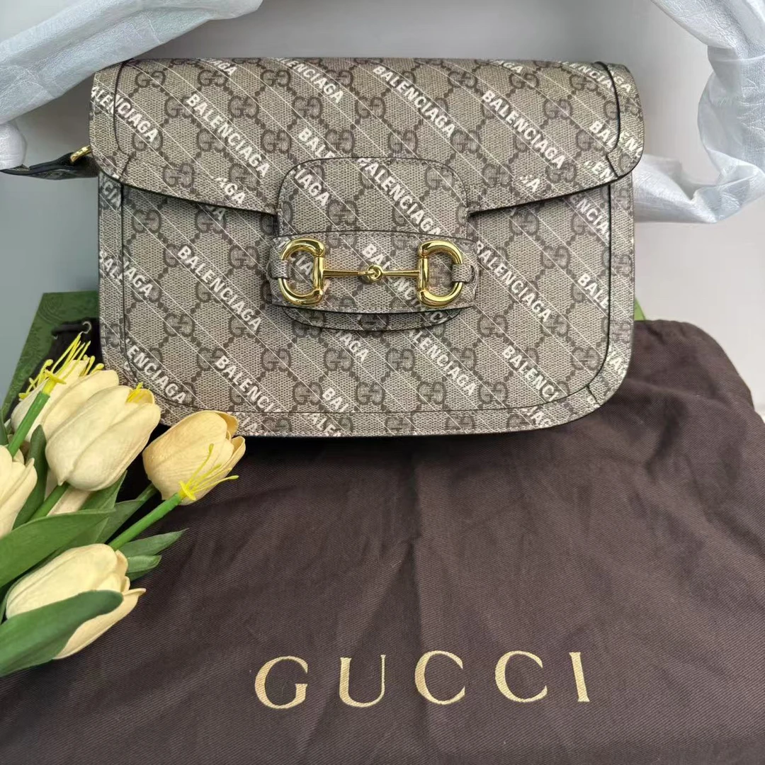 99新 GUCCI/古驰 古驰巴黎世家联名款1955单肩包