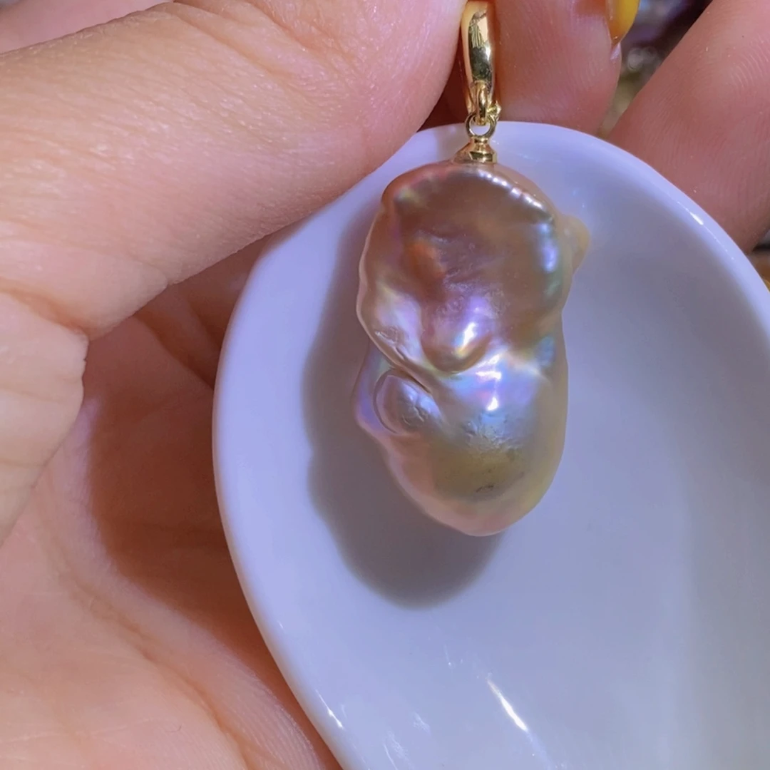 银S925镶嵌淡水珍珠微瑕