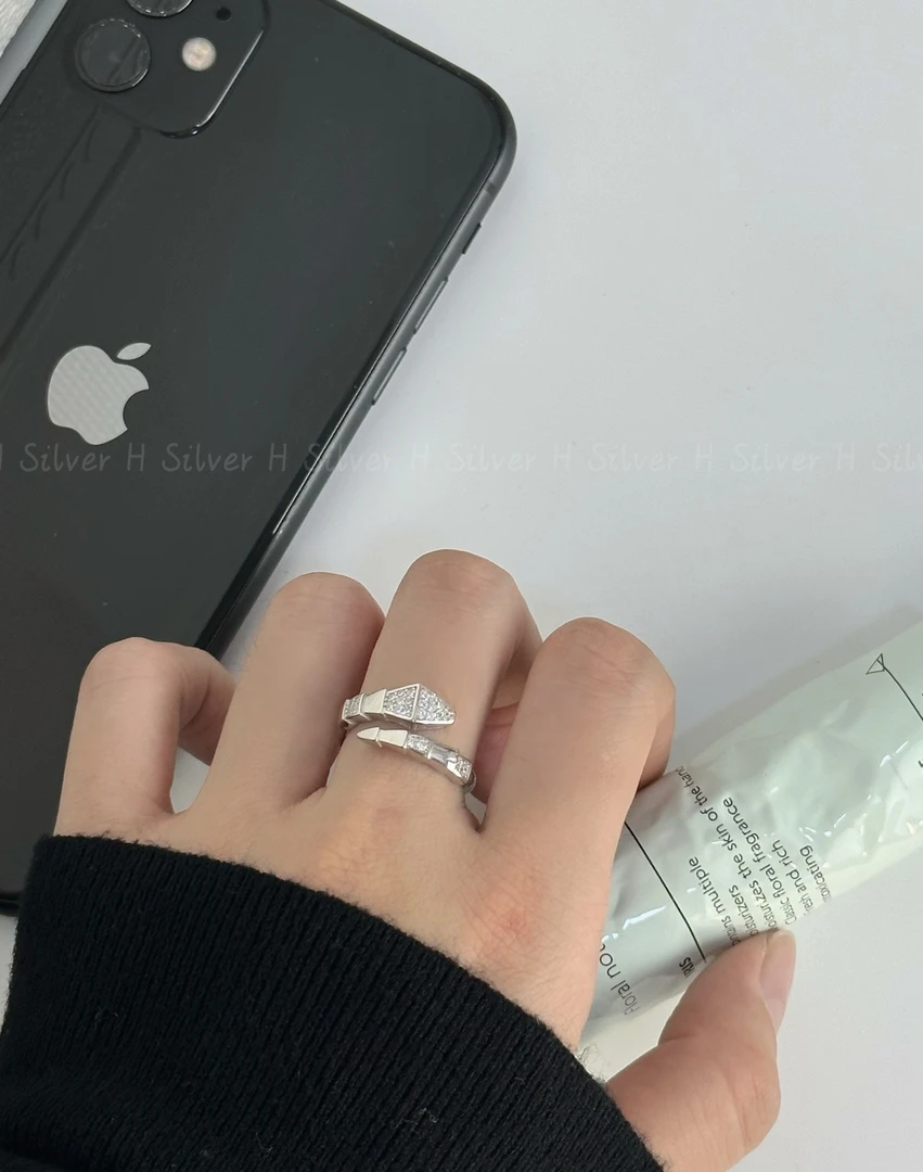 925银合成锆石戒指 《灵蛇戒指》ins设计个性酷甜高定百搭蛇形戒指