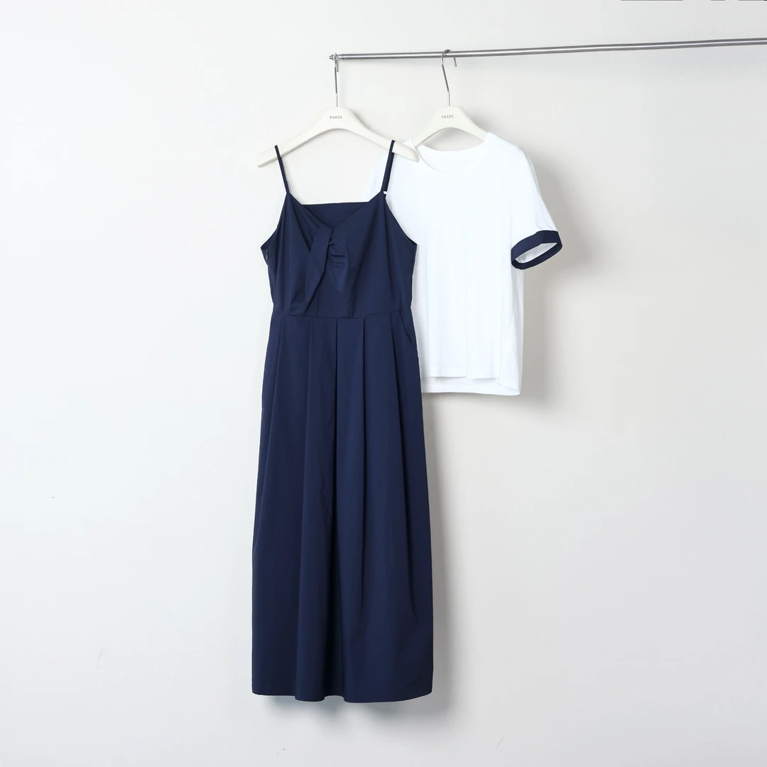PRASE·噜【莫妮卡】微胖轻奢设计款夏时尚T恤吊带裙套装PR506S60/59