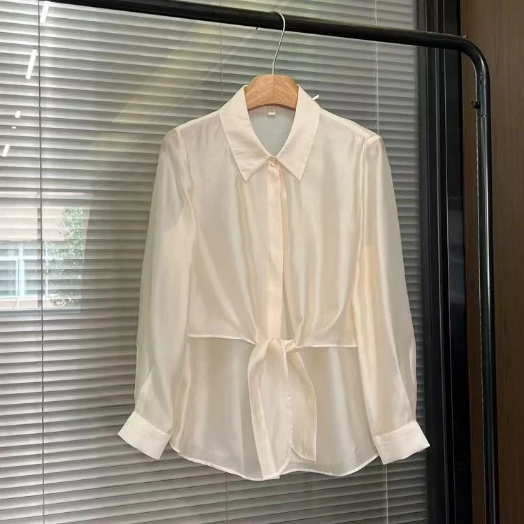 S 166时尚洋气短款百搭户外薄款女士春季长袖衬衫