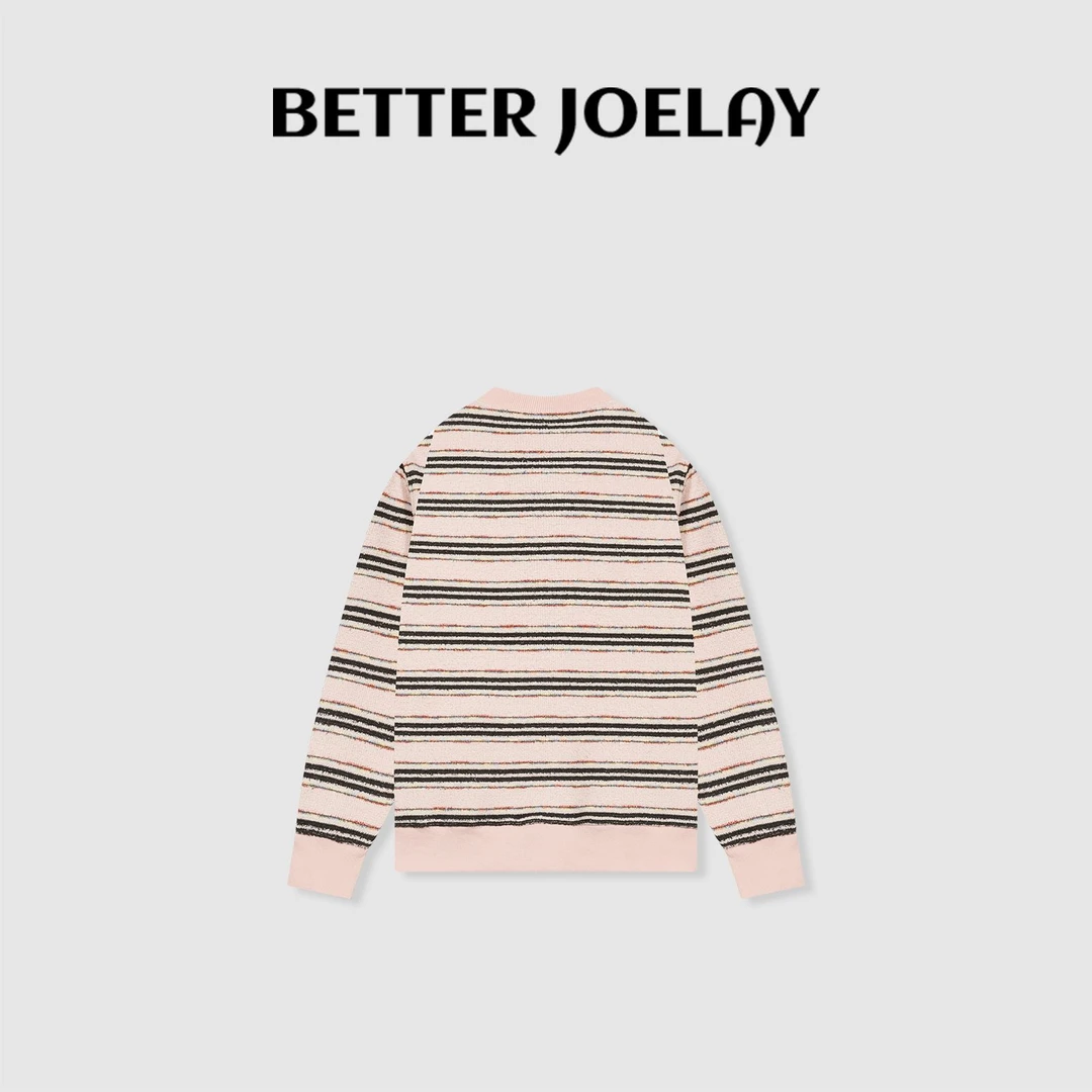 BETTER JOELAY-加绒【波尔多风情】时尚条纹针织开衫毛衣慵懒ZZ3682