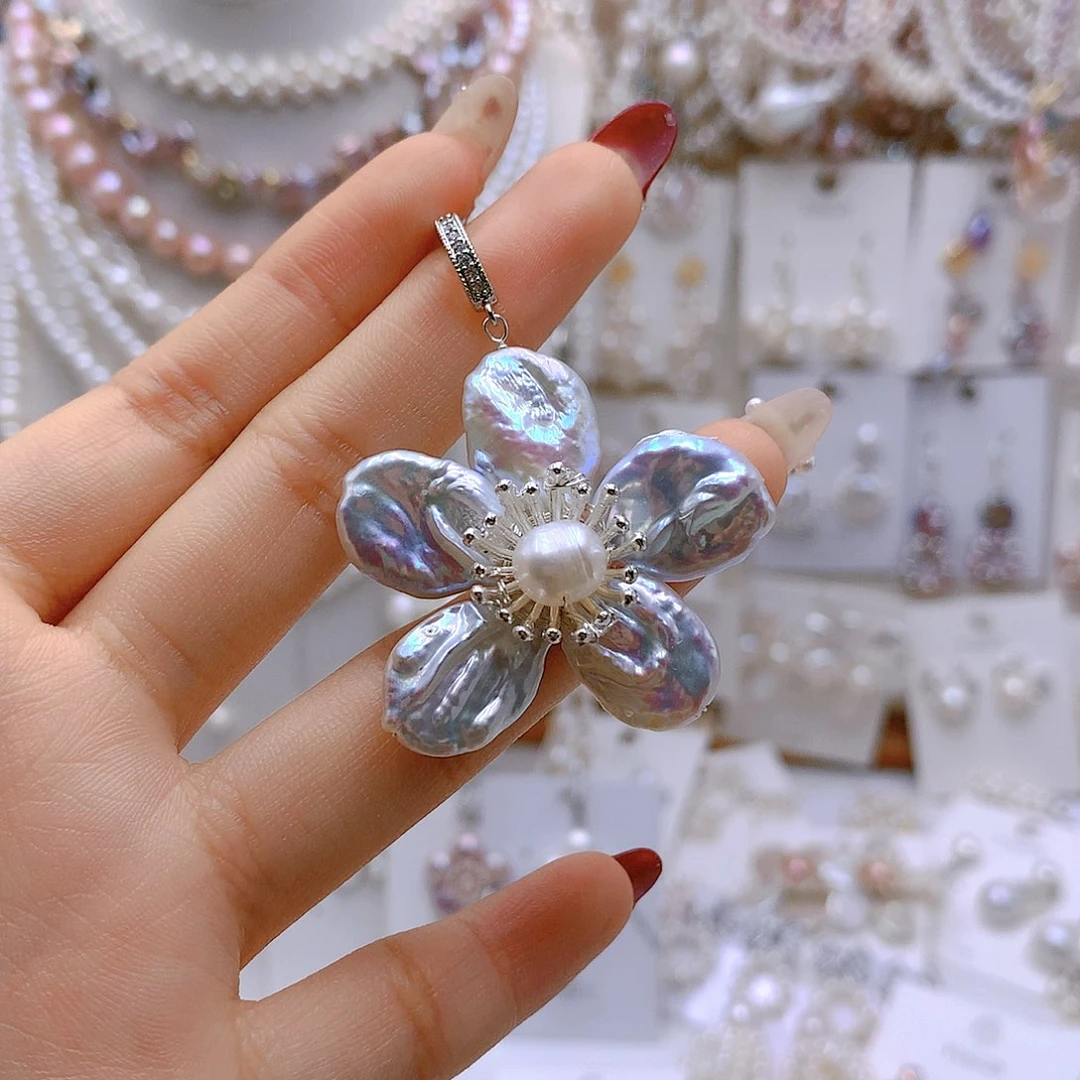 银S925镶嵌耳饰淡水珍珠