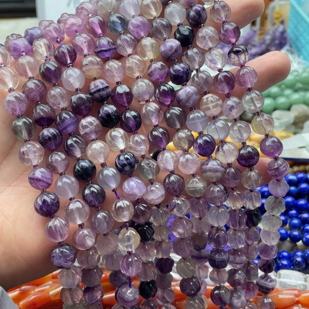 玛瑙/玉髓合金珠宝半成品一条装卡9+mm紫莹转运珠