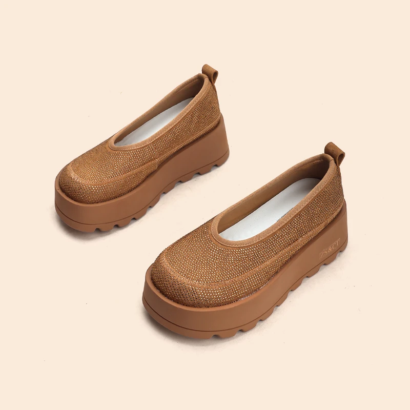 花千树·厚底乐福鞋女2025春季新款一脚蹬懒人外传百搭小个子增高