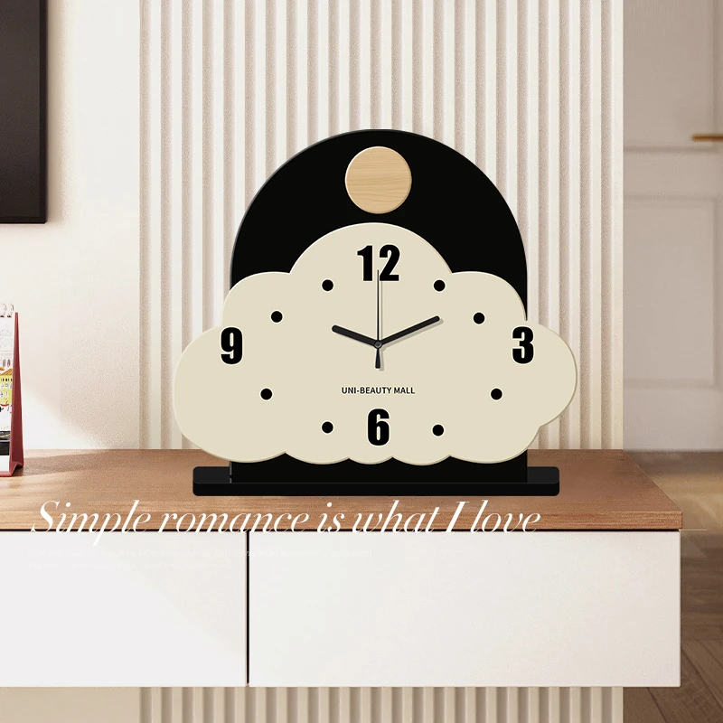 奶油风简约桌面摆件摆钟台钟2025新款高级感家用座钟装饰品时钟