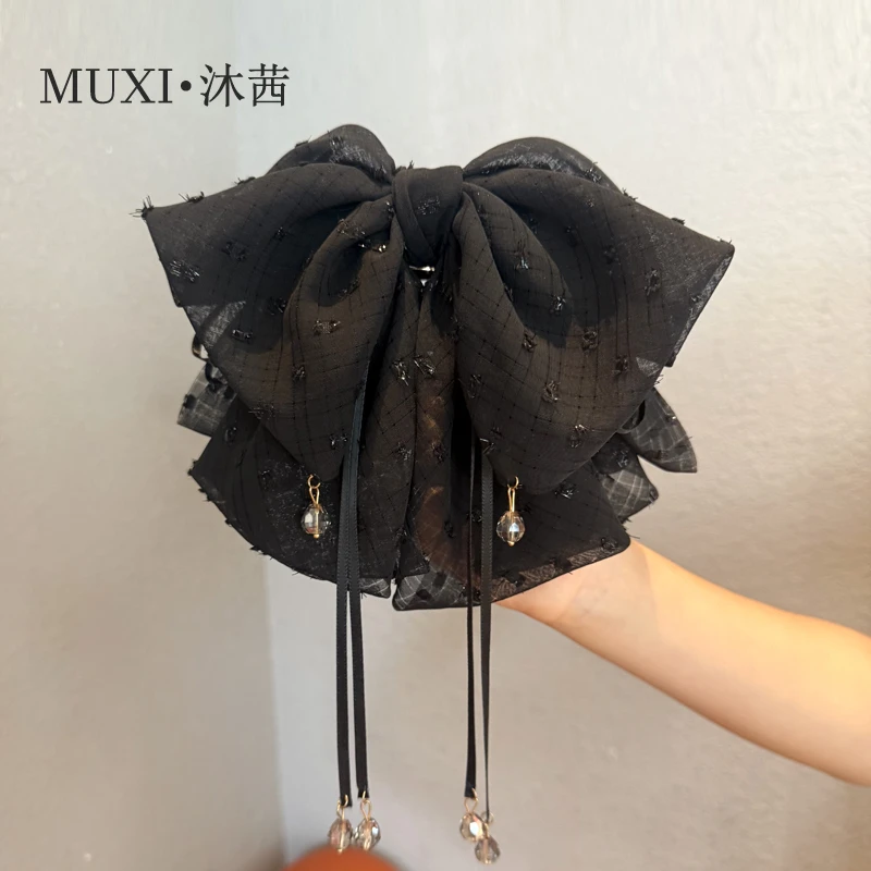 清风阙蝴蝶结马尾夹女气质百搭蓬松显发量飘带盘发懒人抓夹新2025