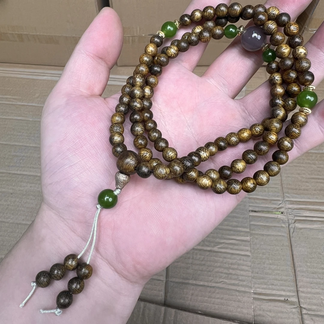 木质绿珠多圈手串S1058  证书礼盒