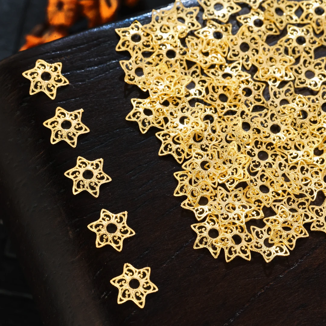 【原创团购】4片||18K金冰雪奇缘花托花帽（6mm——12mm珠通用）D