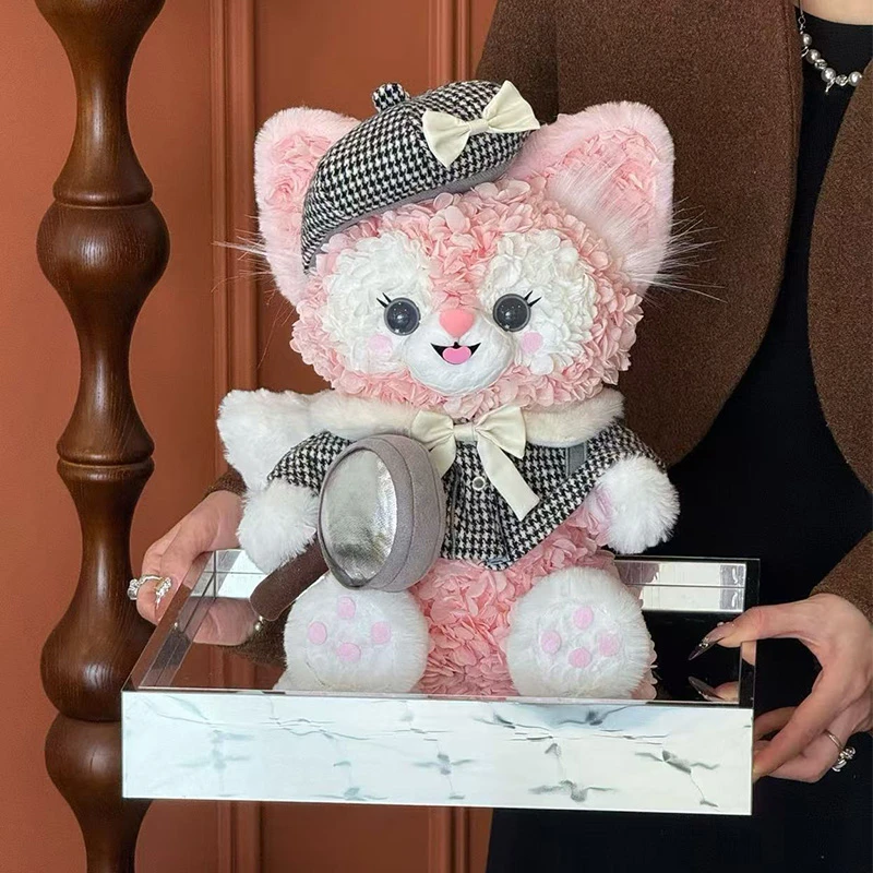 贝儿永生花情人节礼盒真花标本饼饼摆件创意生日礼物玩偶新年花束