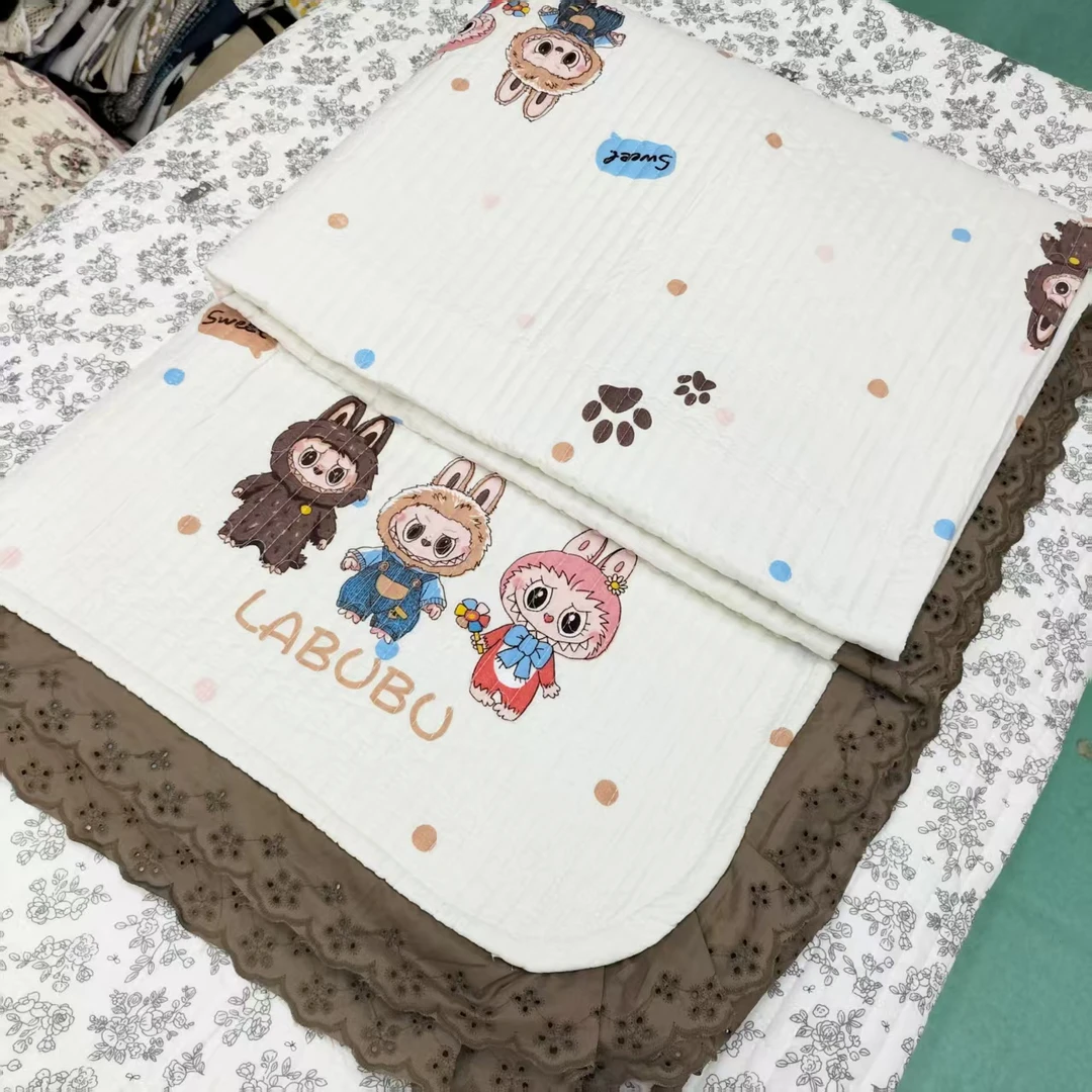 瑕疵【花边床盖】<拉布布>2X2.3m<±5cm><含花边>绗缝多功能印花