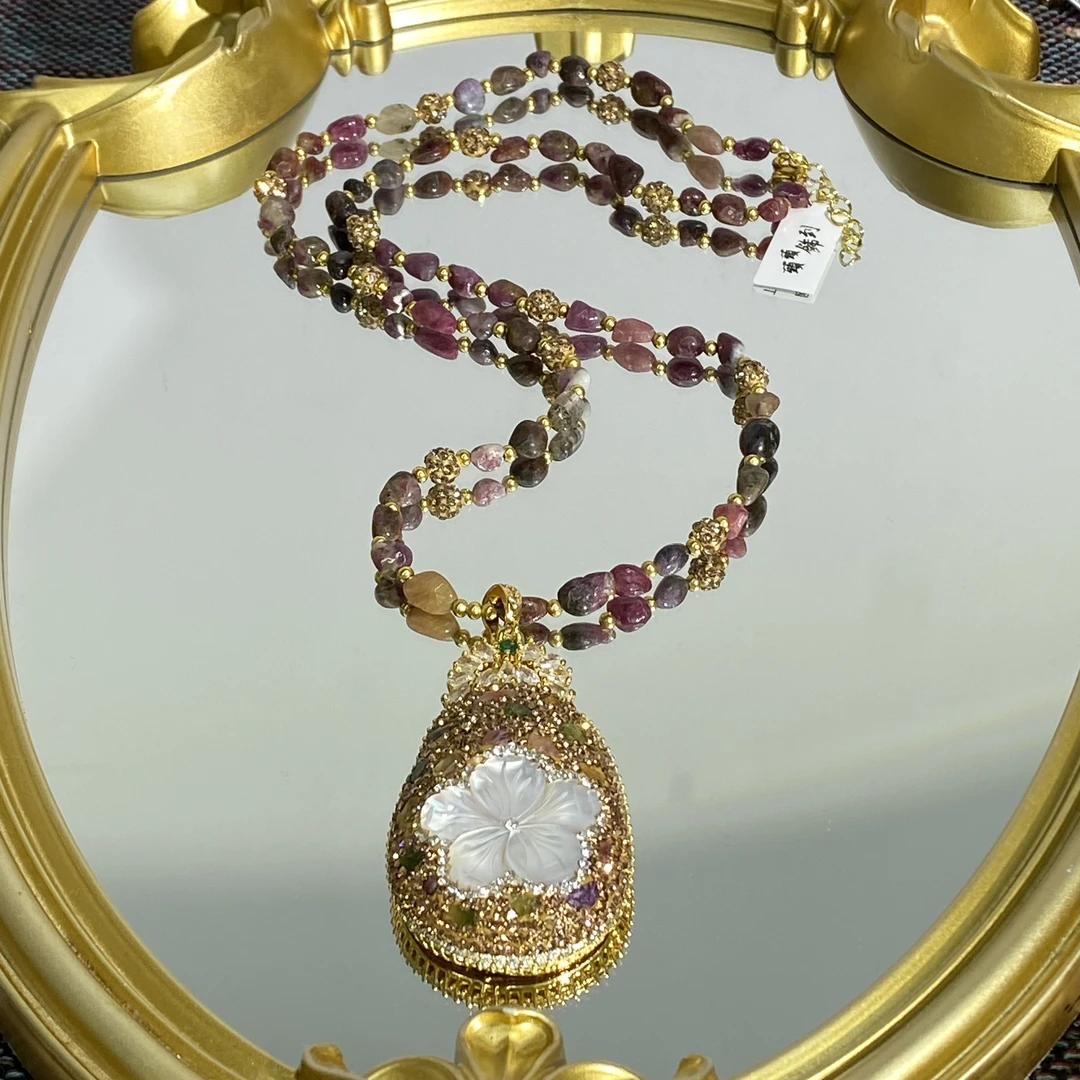 铜合金合成锆石项链 TTSD 白色巴洛克时尚潮流百搭款毛衣链 531