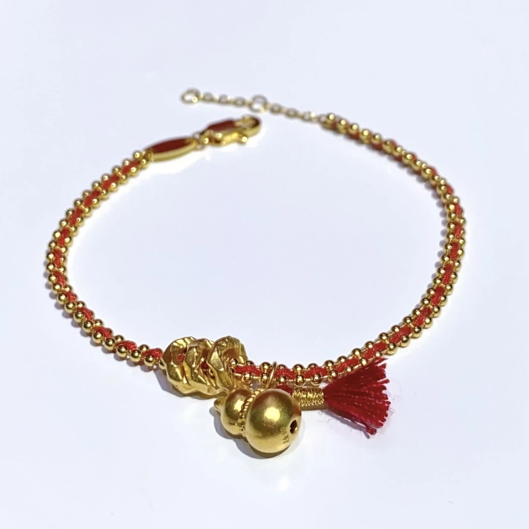 足金999黄金【盘缠葫芦流苏】腰缠万贯福禄双收（赠合金法式红绳）