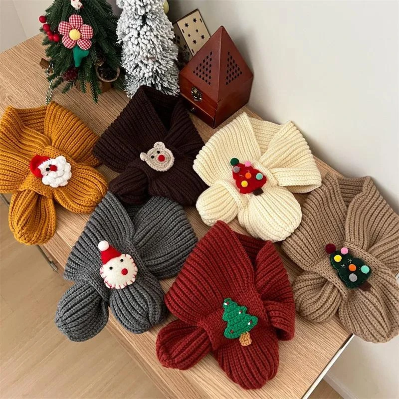 圣诞宝宝围巾秋冬季可爱婴幼儿针织儿童围脖男女童护颈交大童围巾