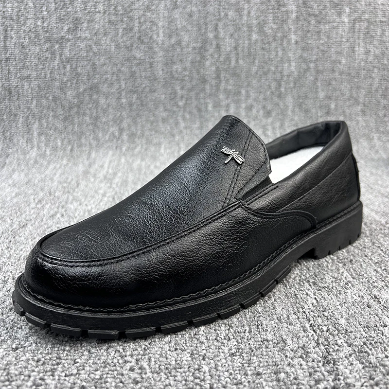 0228新款男士套脚休闲皮鞋时尚时尚乐福鞋男鞋子软底真皮皮鞋5