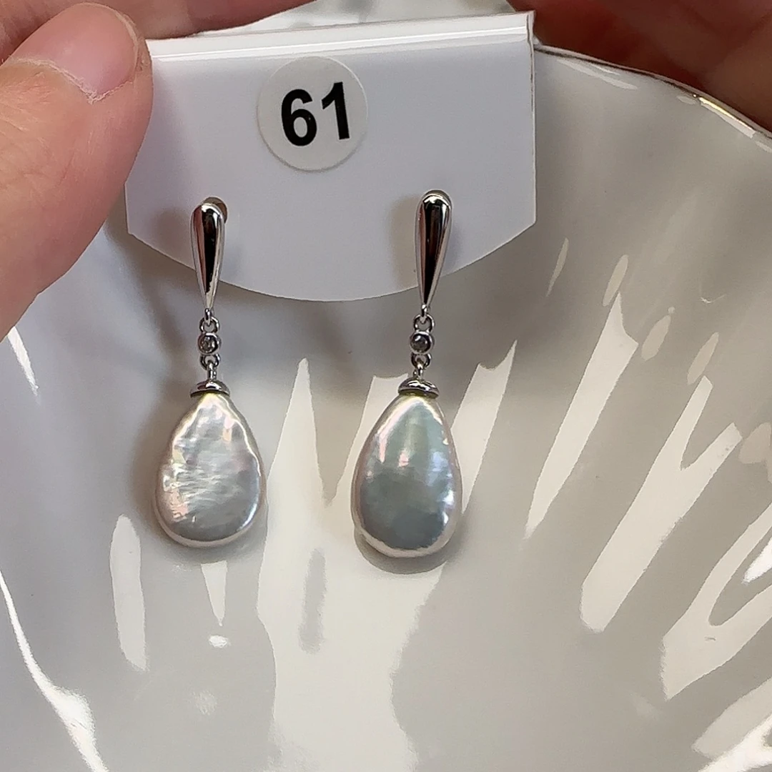 淡水珍珠耳饰银S925镶嵌灿*爱