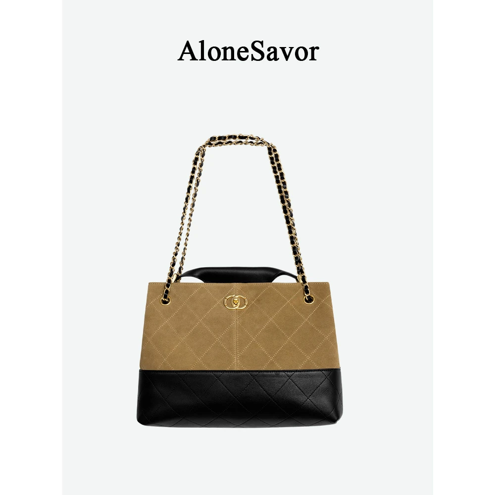 【ALONE SAVOR】龍喜儿小香风轻奢羊皮菱格包B007