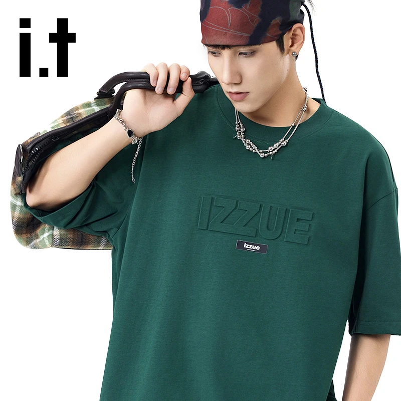 it izzue夏季小清新短袖T恤男女同款潮流宽松休闲纯棉百搭上衣男
