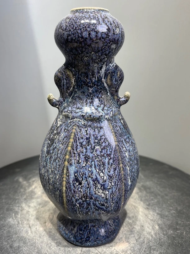 钧窑小瓶瓷瓷瓷瓷瓷缠枝陶瓷中式老物件蓝釉纯手工复古