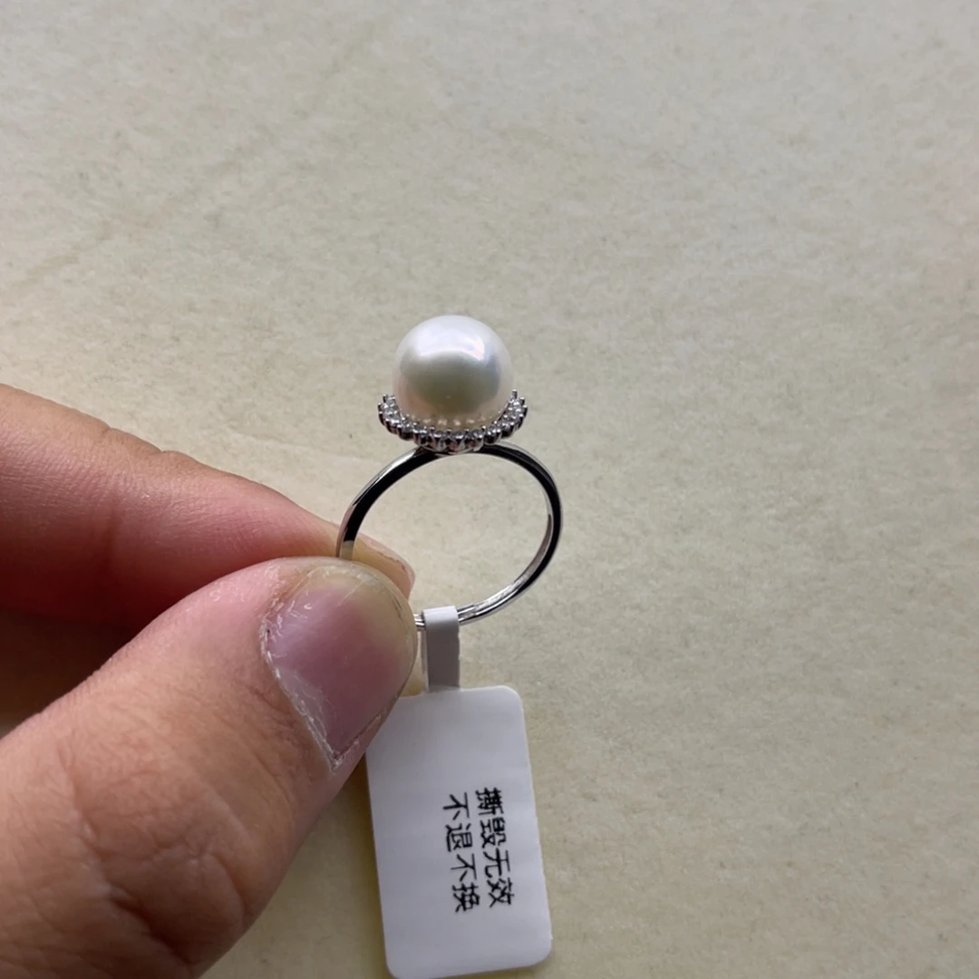戒指银S925镶嵌淡水珍珠