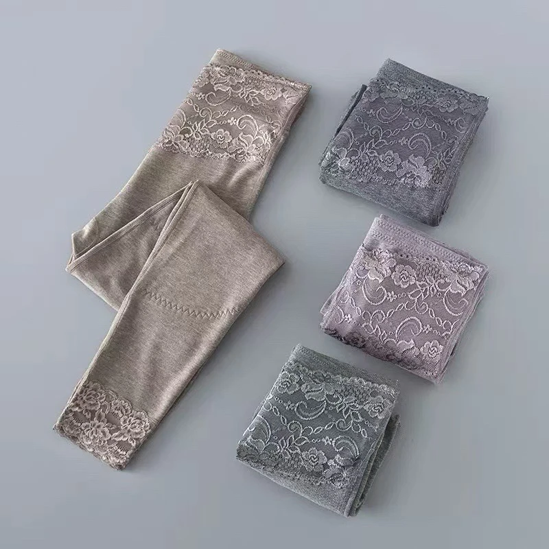 女士蕾丝高腰收腹带护膝保暖裤0575