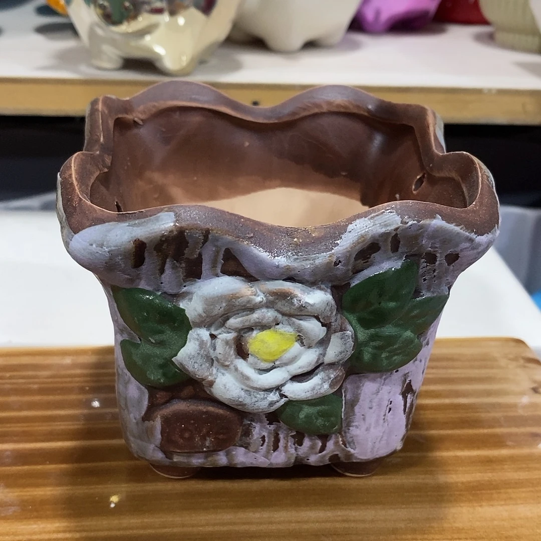 摆件陶盆有孔 瑕疵介意勿拍