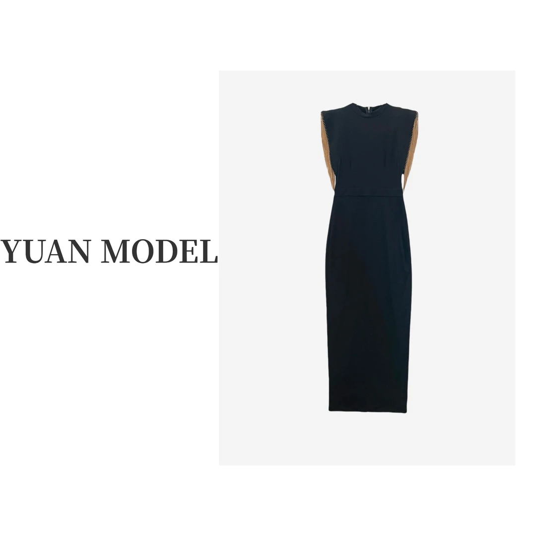 【YUAN MODEL】媛老板-2025夏季时装流苏收腰气质长款连衣裙041875