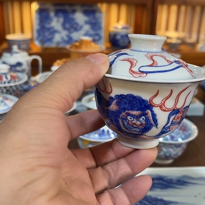 錡镇堂手工手绘盖碗