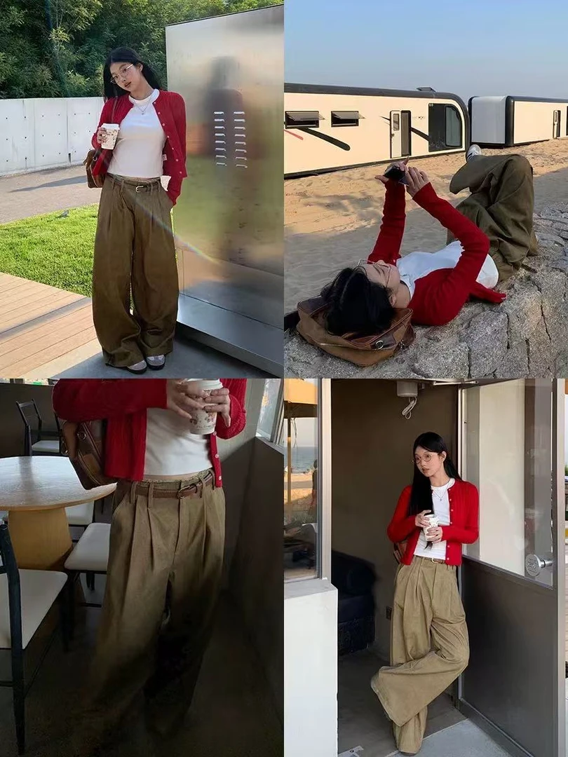 HR馆原 牛仔棉阔腿裤