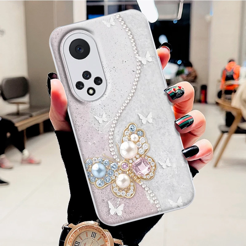 适用华为nova9手机壳高级感钻石蝴蝶水凝壳时尚潮新款防摔保护套