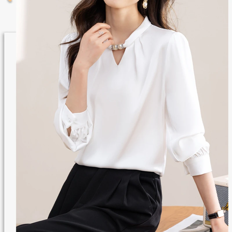 王小鸭法式长袖T恤女2025秋季新款洋气轻奢高级感气质纯色上衣